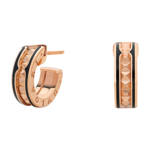BVLGARI/寶格麗 B.zero1 玫瑰金嵌入黑陶瓷搖滾耳環(huán) 357567