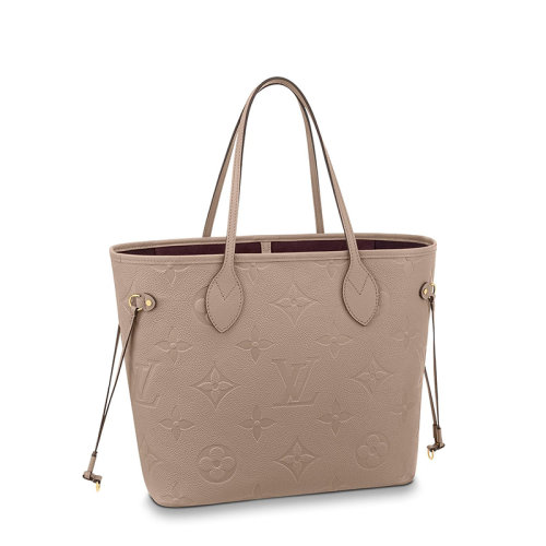 Louis Vuitton/路易威登 21新款 NEVERFULL MM系列 女士鴿子灰徽標印花牛皮鉤扣手提包M45686