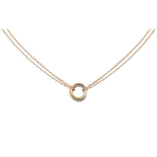 CARTIER/卡地亞 TRINITY系列 18K金黃金白金玫瑰金三色三環(huán)項鏈 B7218200