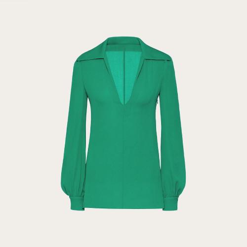  VALENTINO華倫天奴 22年秋冬 女士 長袖襯衫 TOP EN GEORGETTE XB3AE6U51MHFB0