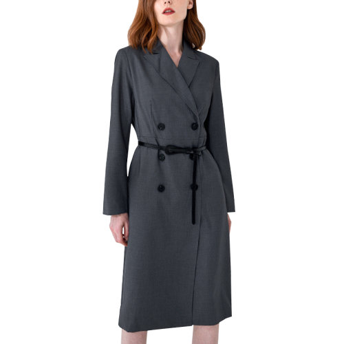 GeleiStory/GeleiStory   秋季新款職場風(fēng)法式氣質(zhì)收腰顯瘦中長款雙排扣西裝連衣裙   女士連衣裙