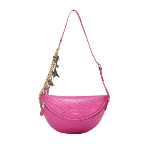 Balenciaga/巴黎世家 女士粉色小羊皮金屬掛飾單肩包女包 551550-AQ4A3-5550