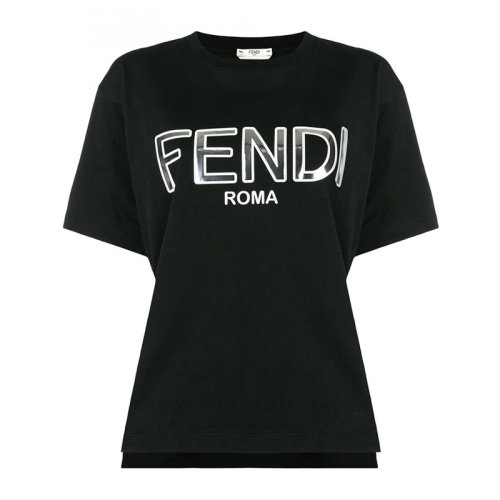 Fendi/芬迪女裝 服飾 黑色字母印花半袖 女士短袖T恤 FAF077