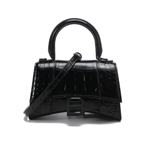 Balenciaga/巴黎世家【22春夏新款】女士鱷魚紋Hourglass系列牛皮革手提單肩斜挎包沙漏包XS碼 592833 1LR67