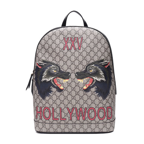 GUCCI/古馳 男士GG狼頭圖案印花人造帆布雙肩包 419584 9HUAT