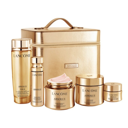 Lancome蘭蔻/菁純金裝系列套裝 5件護膚套裝禮盒 面霜60ml+乳霜60ml+眼霜20ml+精華乳30ml+精萃水150ml