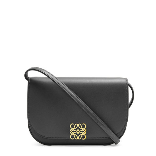 LOEWE/羅意威 20  Goya系列 女士黑色真絲小牛皮金屬徽標(biāo)磁扣三內(nèi)袋單肩斜挎手拿包0010593424