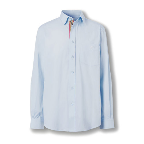 BURBERRY/博柏利專屬標識圖案彈力棉質(zhì)混紡男士長袖襯衫80430611