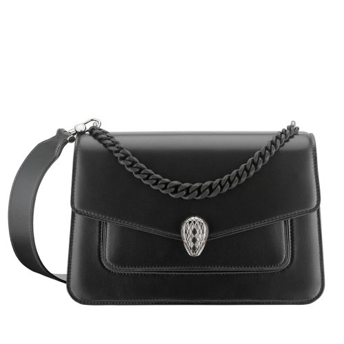 BVLGARI/寶格麗  SERPENTI FOREVER系列 女士黑色長款納帕皮革長鏈單肩斜挎手提包290872
