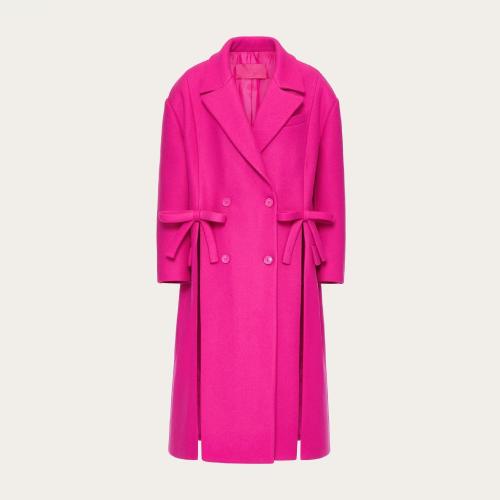 VALENTINO華倫天奴 22年秋冬 女士 大衣 MANTEAU EN DIAGONAL DOUBLE WOOL ORNé DUN NOEUD 1B