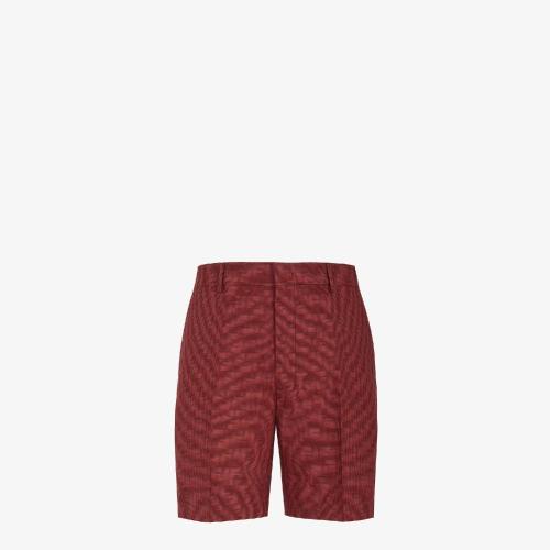  FENDI芬迪 22年秋冬 男士 短褲 紅色羊毛短褲 FB0521AKC4F01VC