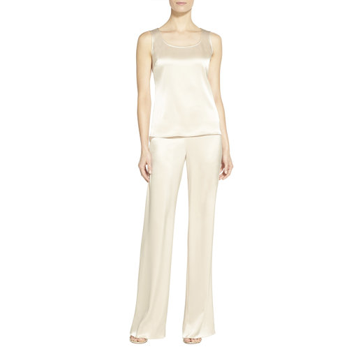 St.John/盛薔21春夏女士短袖T恤夏季緞面光澤感打底休閑無袖背心上衣K98FW00