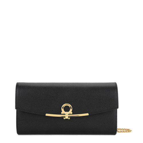 Salvatore Ferragamo/菲拉格慕 女士 女包 黑色皮革斜挎包單肩包 22C941 674023