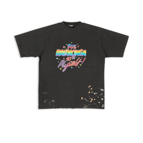 Balenciaga/巴黎世家 22年秋冬新款 男士黑色純棉褪色效果短袖T恤641675TMVH31055