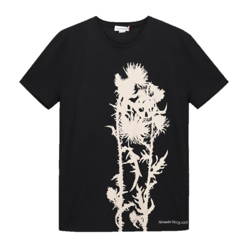 Alexander McQueen/亞歷山大麥昆 男裝 服飾 圓領(lǐng)棉質(zhì)時尚休閑 男士短袖T恤
