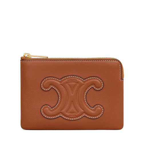 CELINE/賽琳  女士黃褐色光滑牛皮革拉鏈卡包零錢包10C663DR8.04LU