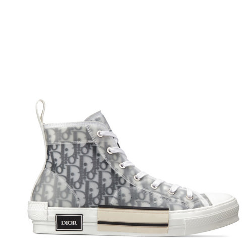 DIOR/迪奧 B23系列 男女同款白色和黑色Oblique帆布高幫運動鞋3SH118YJP_H069