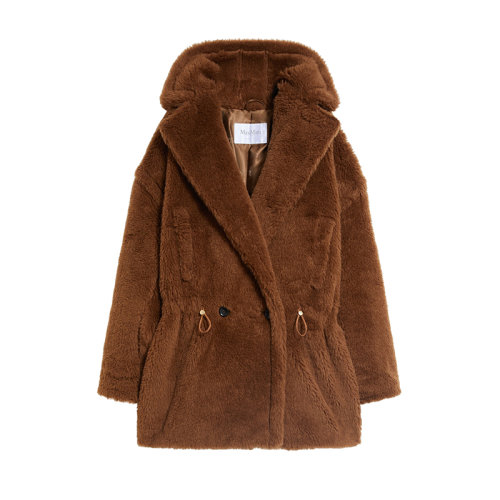 MaxMara/麥絲瑪拉 22年秋冬新款 NEBULA系列 女士牛皮紙色羊駝毛混紡泰迪大衣外套1016112606014