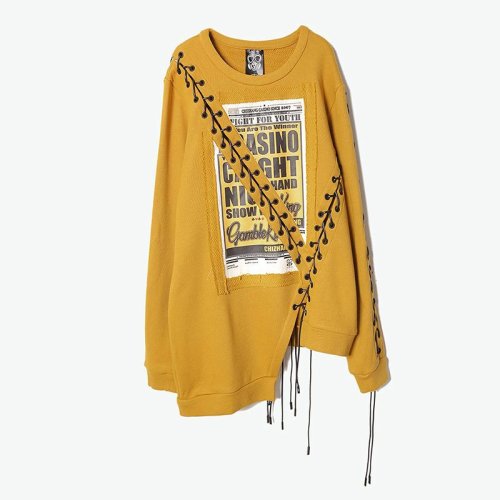 CHIZHANG/馳張 黃色圈絨拼接男衛(wèi)衣