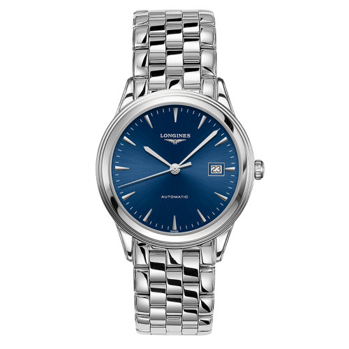 LONGINES/浪琴  軍旗系列 自動(dòng)機(jī)械表藍(lán)盤鋼鏈男表38.5毫米L4.974.4.92.6