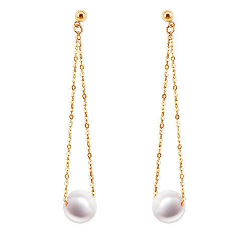 zhuella/珠艾樂(lè) 日本Akoya珍珠 流蘇耳環(huán)耳釘耳飾 18K金氣質(zhì)送女友