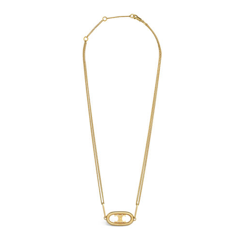 CELINE/賽琳 經(jīng)典款MAILLON TRIOMPHE系列 金色黃銅徽標(biāo)金扣吊飾吊飾項(xiàng)鏈46S896BRA.35OR