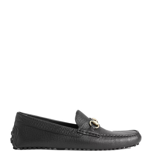 GUCCI/古馳 22年春夏新款 男士黑色皮革飾馬銜扣駕車鞋樂福鞋?674254UDU001000