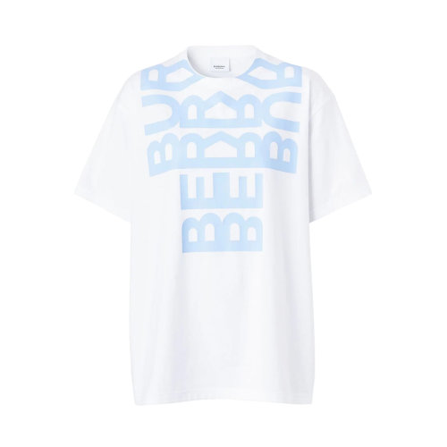 BURBERRY/博柏利 女士拼色棉質(zhì)logo印花街頭風(fēng)短袖T恤 8052212