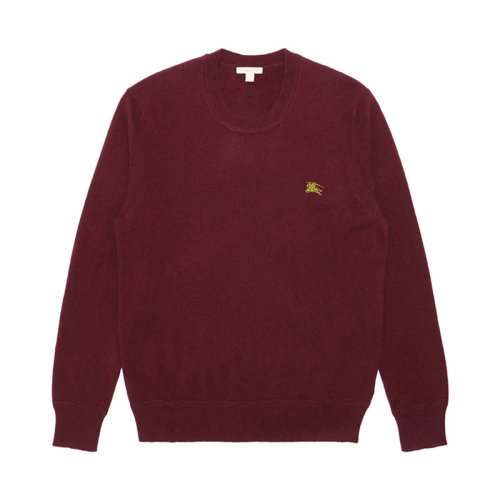 BURBERRY/博柏利 男士酒紅色山羊絨混紡棉質徽標圓領毛衣 3943759