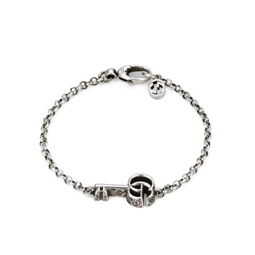 GUCCI/古馳 22春夏新款 925純銀做舊刻花鑰匙手鏈632207J84000701