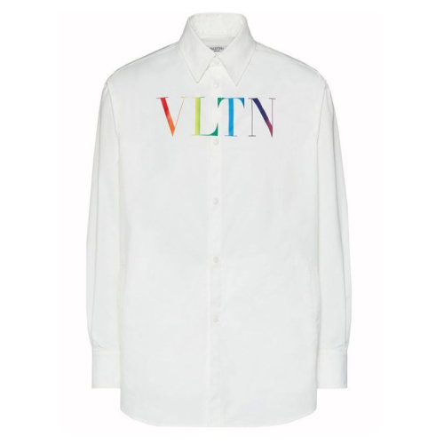 Valentino/華倫天奴  后箱褶和正面多色VLTN印花 白色男士長袖襯衫 VV3CIA9972924D