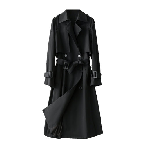 GeleiStory/GeleiStory  卡其色風(fēng)衣女春秋新款復(fù)古氣質(zhì)英倫風(fēng)過膝長款外套  女士風(fēng)衣