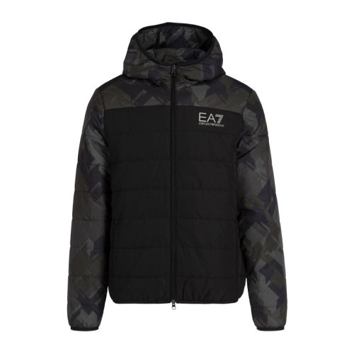 Emporio Armani/安普里奧阿瑪尼 男裝 服飾 黑色黑色聚酯纖維經(jīng)典LOGO款長袖拉鏈男士夾克