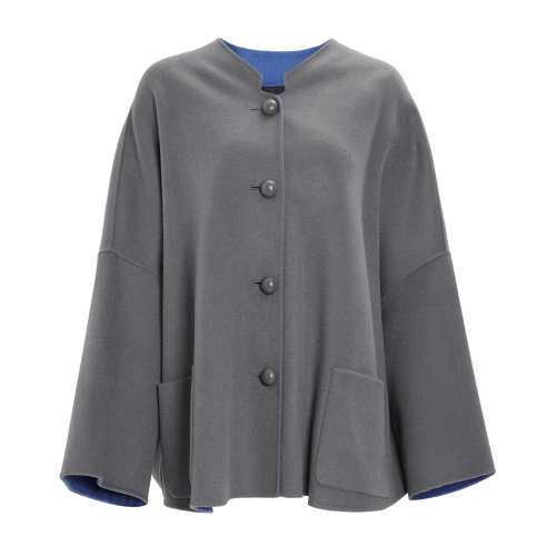 Emporio Armani 女士 灰藍色 短款斗篷外套  6H2B98-2NWEZ-0615