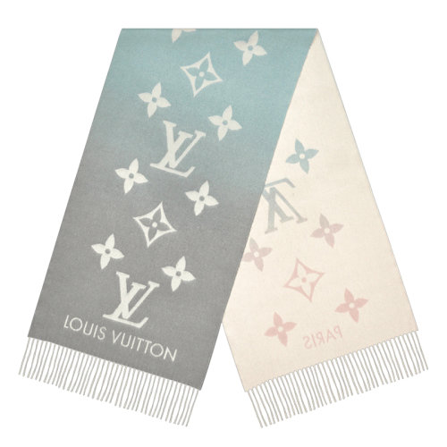 Louis Vuitton/路易威登新款 REYKJAVIK GRADIENT系列 女士漸變色羊絨花朵和字母印花圍巾M70868