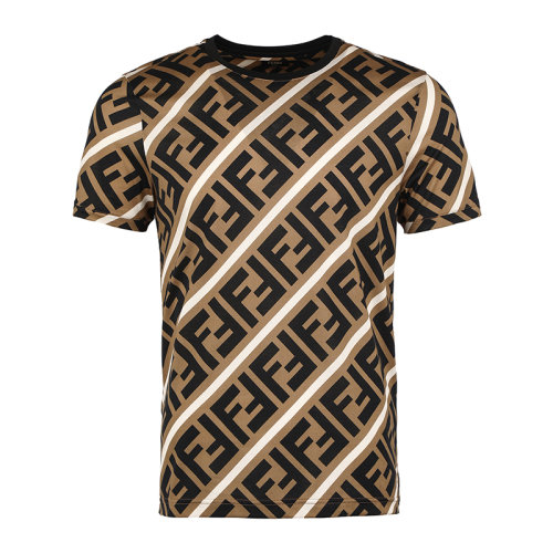 FENDI/芬迪21春夏斜對角FF圖案棉質(zhì)男士短袖T恤FY0894A7A8