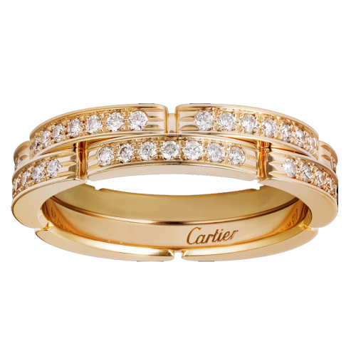 CARTIER/卡地亞 MAILLON PANTHèRE 18K金鑲嵌鉆石兩圈精美結(jié)婚戒指B4216000