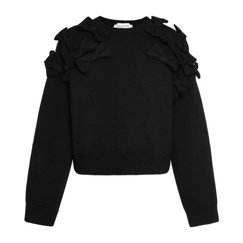Valentino/華倫天奴 黑色 女士蝴蝶結(jié)飾針織衫毛衣 UB3KCB575TB0NO 2020年秋冬