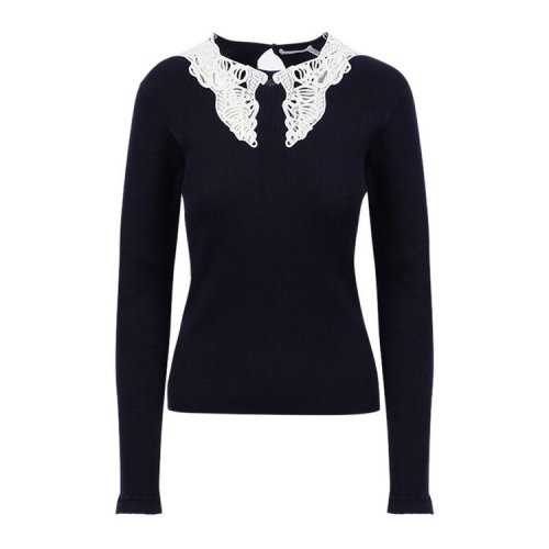 CHLOE/克洛伊 女士海軍藍(lán)棉質(zhì)針織衫 CHC21SMP01590 45C