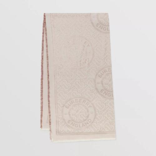  BURBERRY 22年秋冬 女士 金屬感蒙太奇印花絲毛混紡圍巾 80651111
