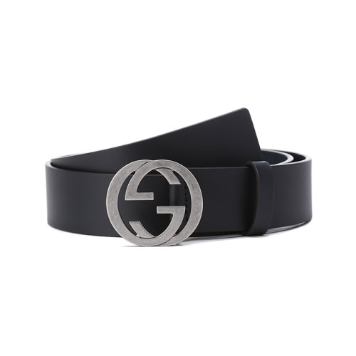 GUCCI/古馳【22春夏新款】男士皮革互扣式雙G帶扣板扣式皮帶腰帶3.5cm 546389 BGH0N