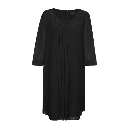 Emporio Armani/安普里奧阿瑪尼 黑色 女士微細(xì)閃胸前百褶裝飾連衣裙 3H2A75-2NXFZ-0999