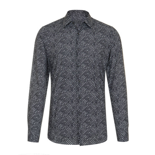 【香港直郵】PRADA 灰色 格紋 男士長袖襯衫