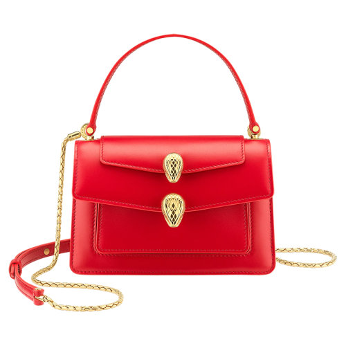 BVLGARI/寶格麗 ALEXANDER WANG X BVLGARI聯(lián)名限量紅色小牛皮雙蛇頭扣單肩手提斜跨腰包291170