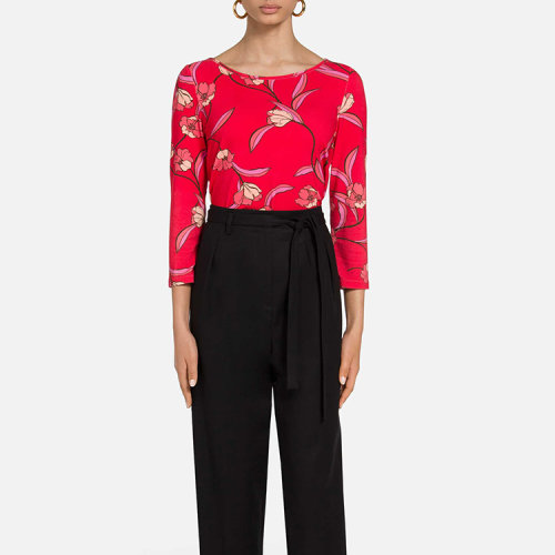 St.John/盛薔春花圖案女士長袖T恤]