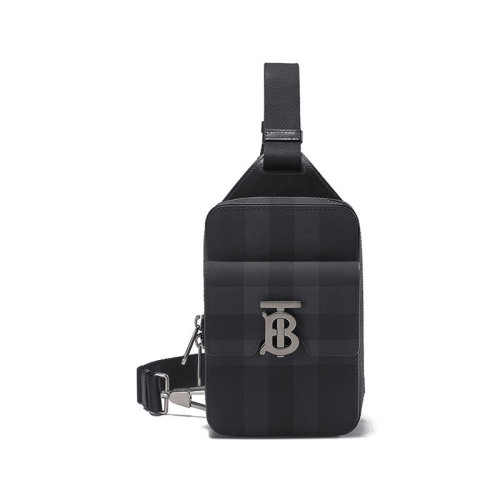 BURBERRY/博柏利 【22秋冬新款】 男款織物配皮單肩斜挎包胸包 80548151