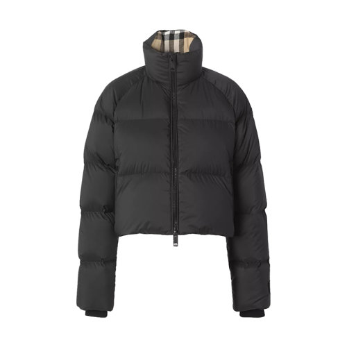 BURBERRY/博柏利      女士黑色徽標(biāo)嵌花短款羽絨服80447301