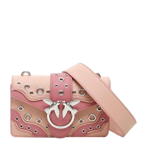 Pinko/品高女士時(shí)尚鉚釘裝飾粉色拼色燕子單肩包女包 1P21NT-Y66BP9H