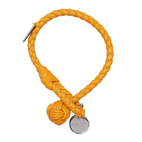 Bottega Veneta/葆蝶家 BV 男女通用 中性牛皮編織皮繩圓牌掛飾手鏈 114095-V001D-1000