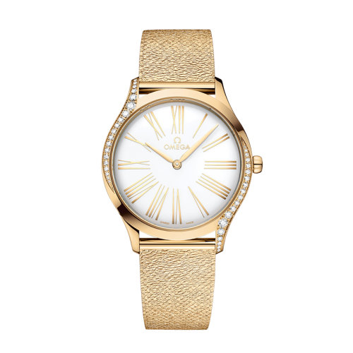 OMEGA/歐米茄 22年春夏新款 碟飛系列 女士白色表盤石英機(jī)芯Moonshine 18K金表殼表帶腕表36毫米428.55.36.60.04.001